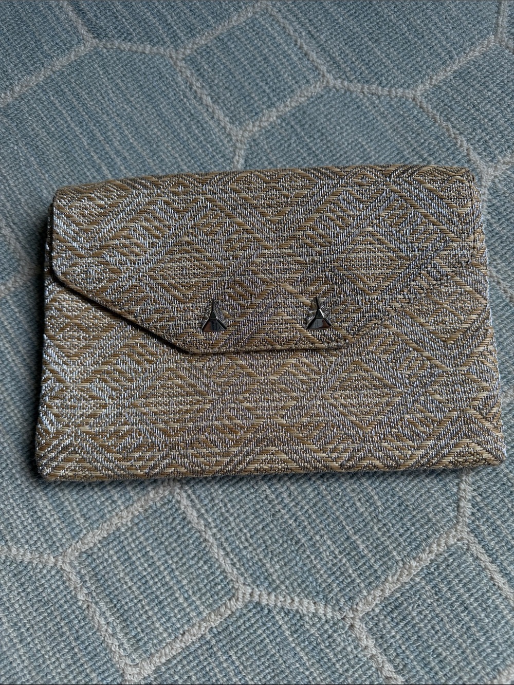 Stella & Dot Metallic Gold Textured Envelope Clutch